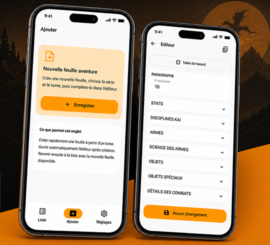 Aperçu de l'application Feuille Aventure sur smartphone